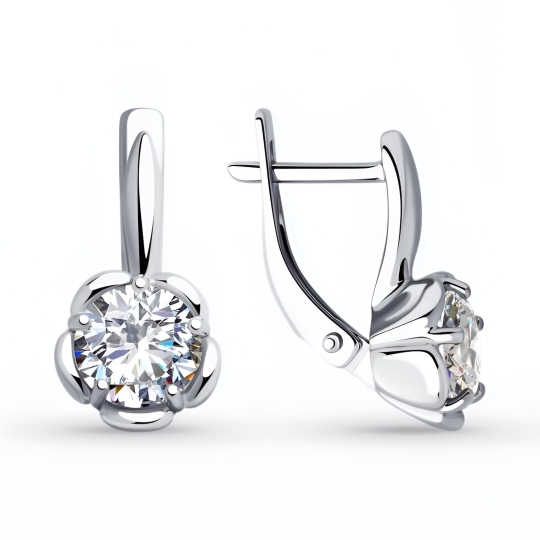 Серьги из серебра с фианитами