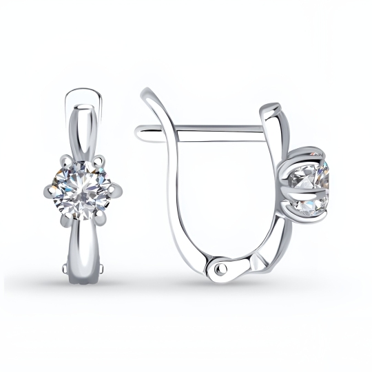 Серьги из серебра с фианитами