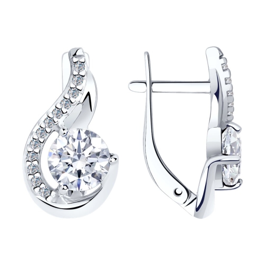 Серьги из серебра с фианитами