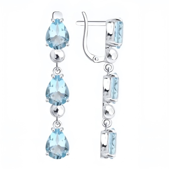 Серьги из серебра с топазами