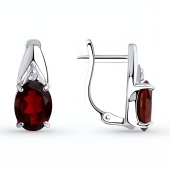 Серьги из серебра с гранатами и фианитами