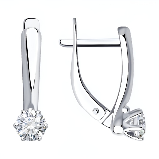 Серьги из серебра с фианитами