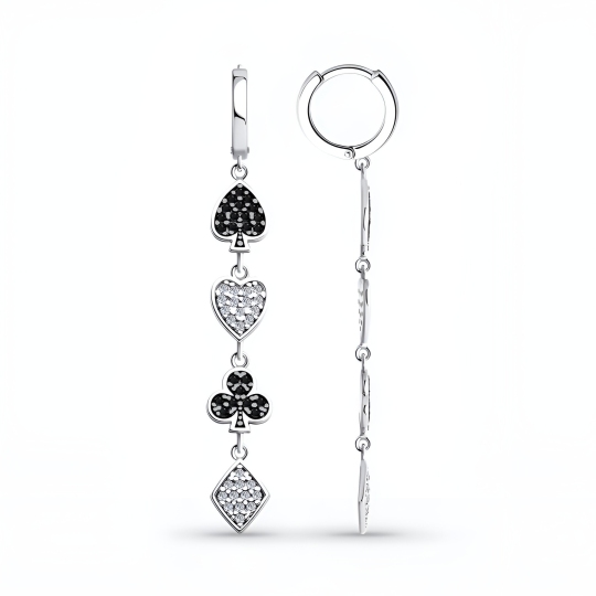 Серьги из серебра с фианитами