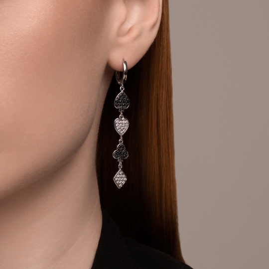 Серьги из серебра с фианитами