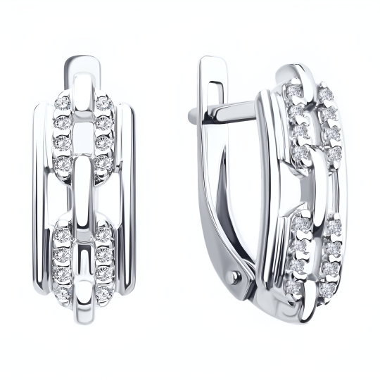 Серьги из серебра с фианитами