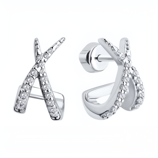 Серьги из серебра с фианитами