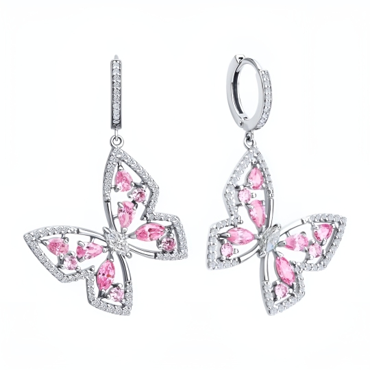Серьги из серебра с фианитами