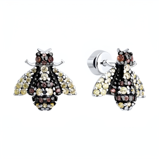 Серьги из серебра с фианитами