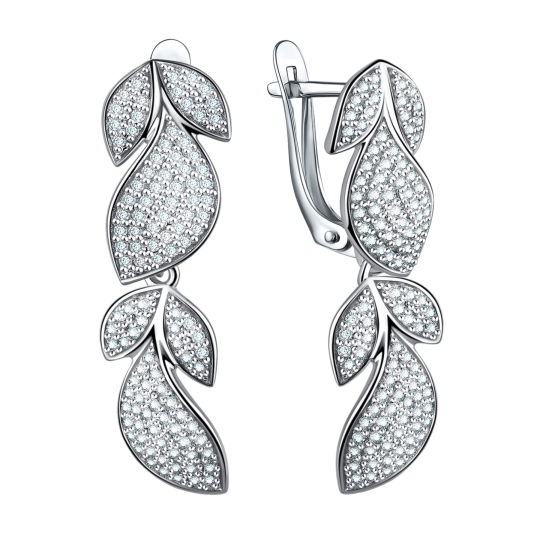 Серьги из серебра с фианитами