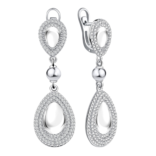 Серьги из серебра с фианитами