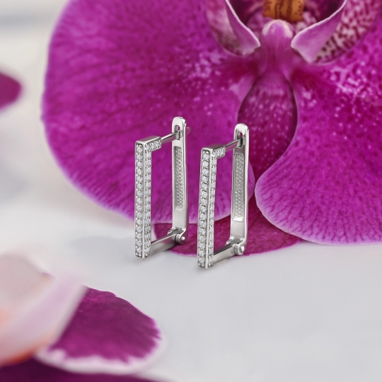 Серьги из серебра с фианитами