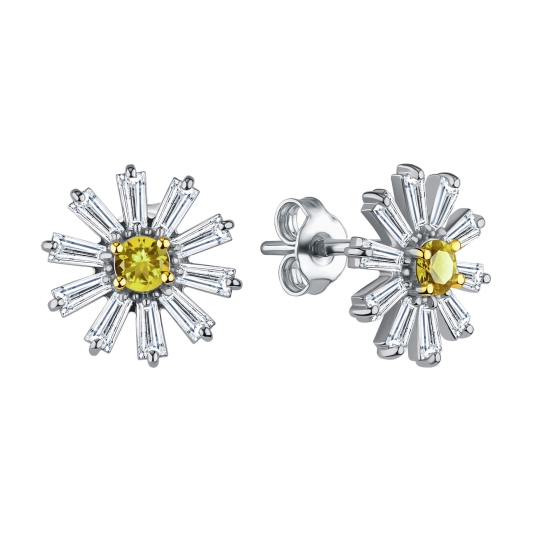 Серьги из серебра с фианитами