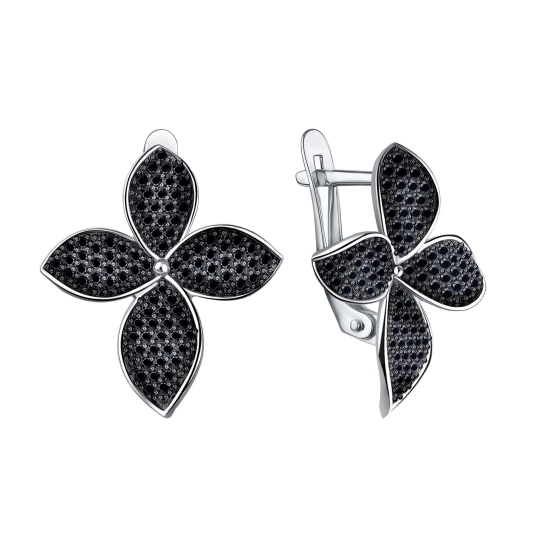 Серьги из серебра с фианитами