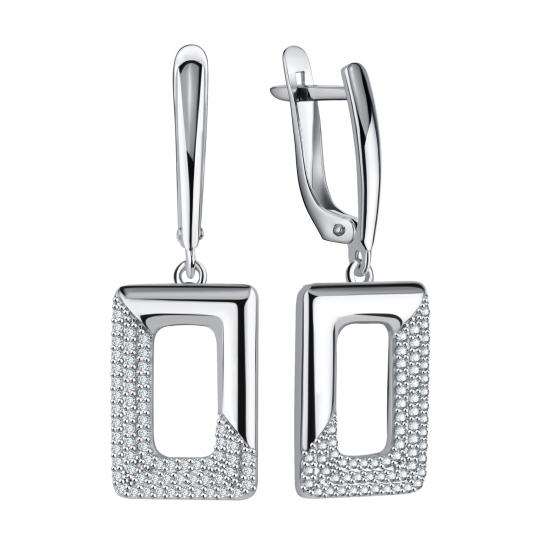 Серьги из серебра с фианитами
