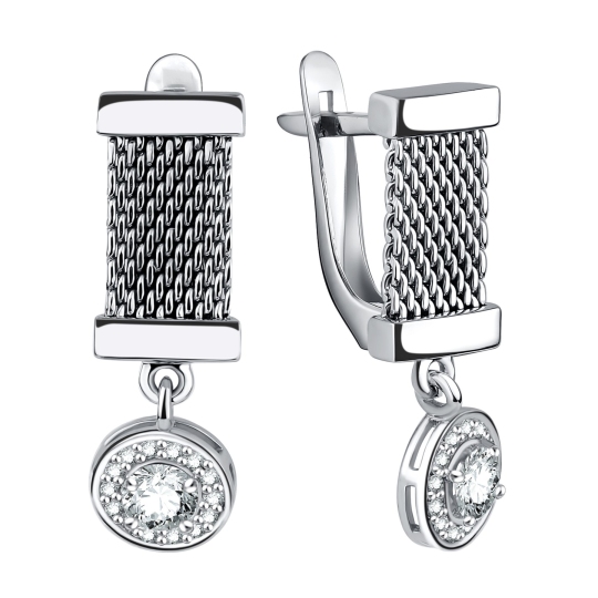 Серьги из серебра с фианитами
