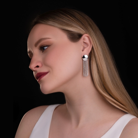 Серьги из серебра с фианитами