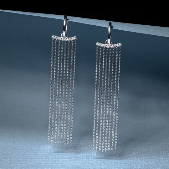 Серьги из серебра с фианитами