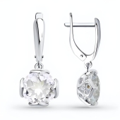 Серьги из серебра с горным хрусталем и фианитами