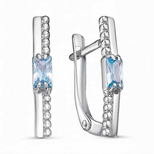 Серьги из серебра с фианитами