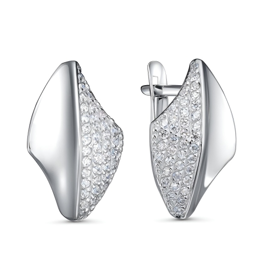 Серьги из серебра с фианитами