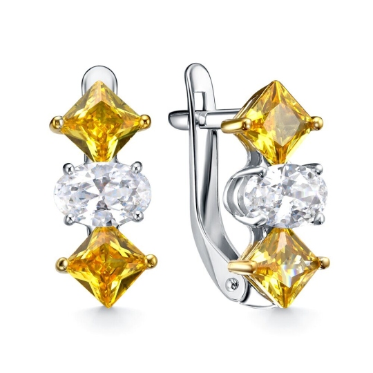 Серьги из серебра с фианитами