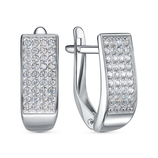 Серьги из серебра с фианитами
