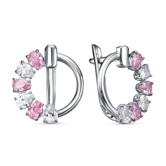 Серьги из серебра с фианитами