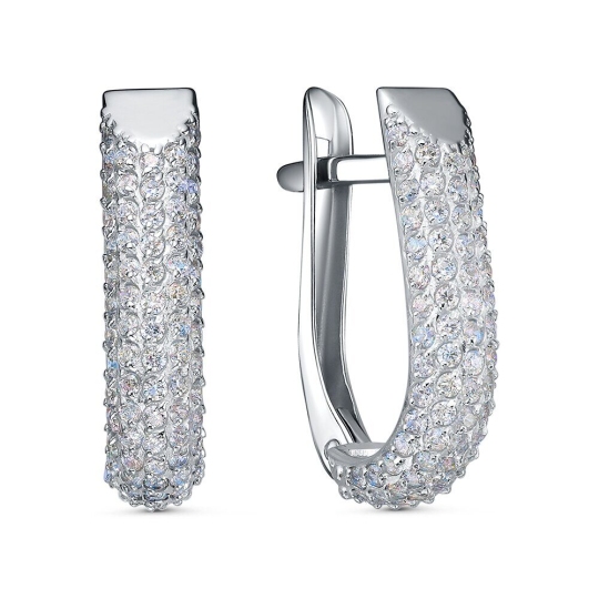 Серьги из серебра с фианитами