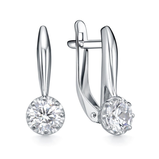 Серьги из серебра с фианитами