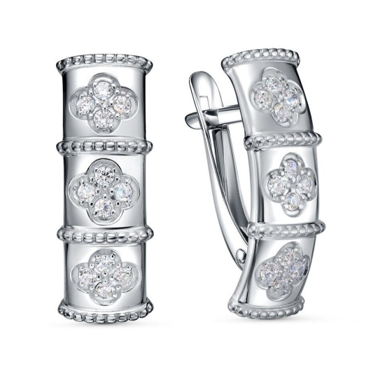 Серьги из серебра с фианитами