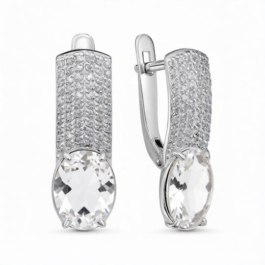 Серьги из серебра с фианитами