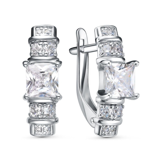 Серьги из серебра с фианитами