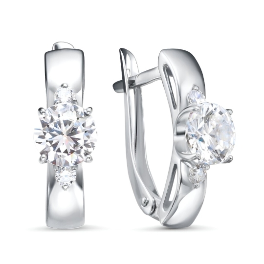 Серьги из серебра с фианитами