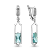 Серьги из серебра с турмалинами и фианитами