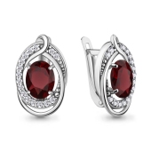Серьги из серебра с гранатами и фианитами