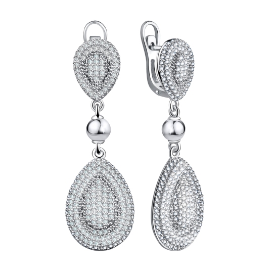 Серьги из серебра с фианитами