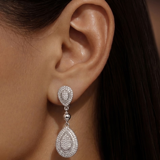 Серьги из серебра с фианитами