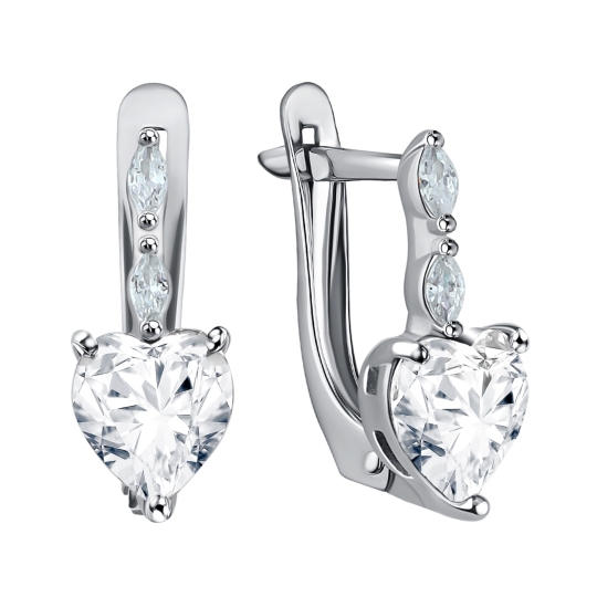 Серьги из серебра с фианитами