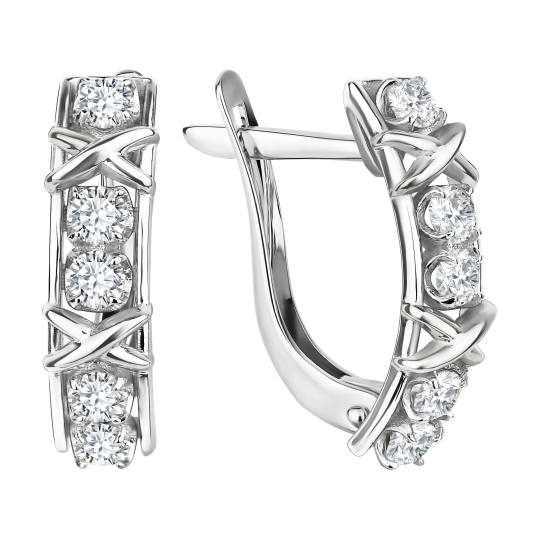 Серьги из серебра с фианитами