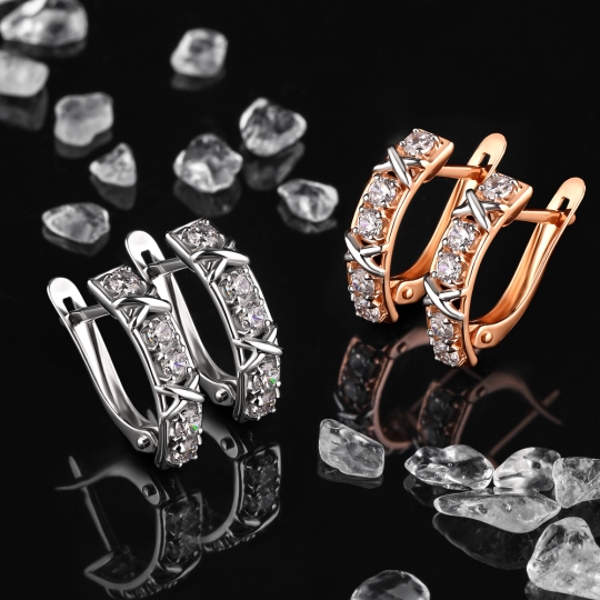Серьги из серебра с фианитами