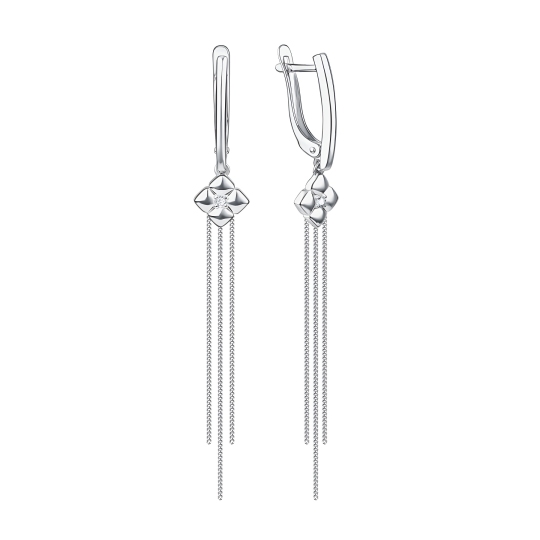Серьги из серебра с фианитами