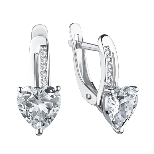 Серьги из серебра с фианитами