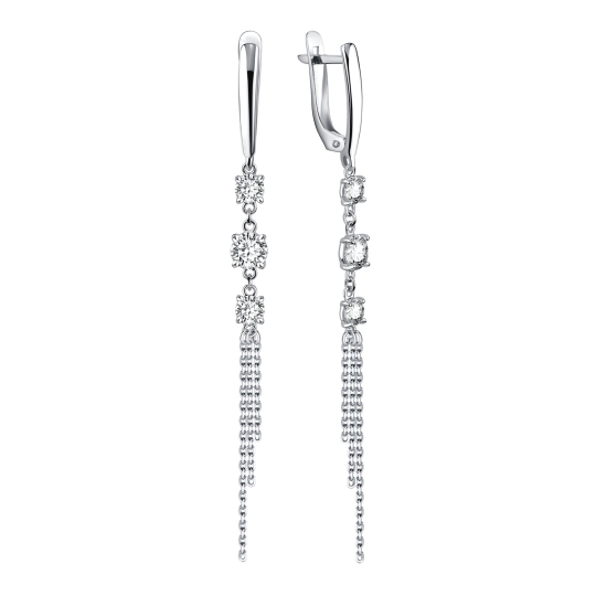 Серьги из серебра с фианитами