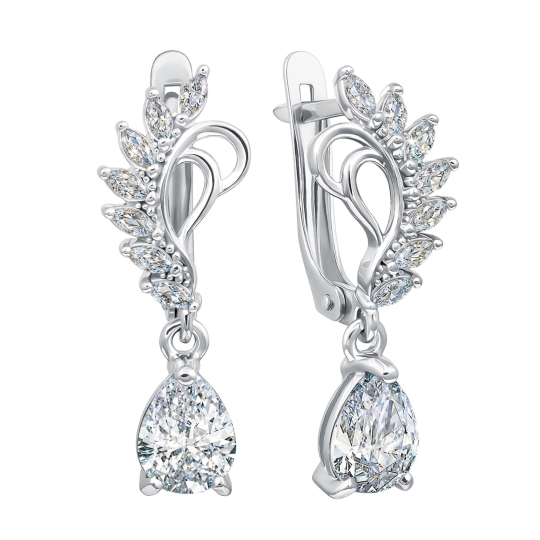 Серьги из серебра с фианитами