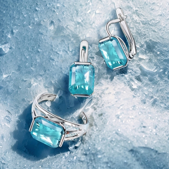 Серьги из серебра с горным хрусталем