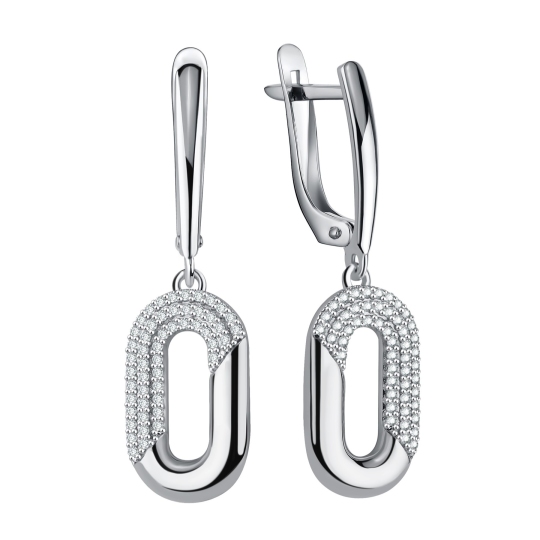 Серьги из серебра с фианитами