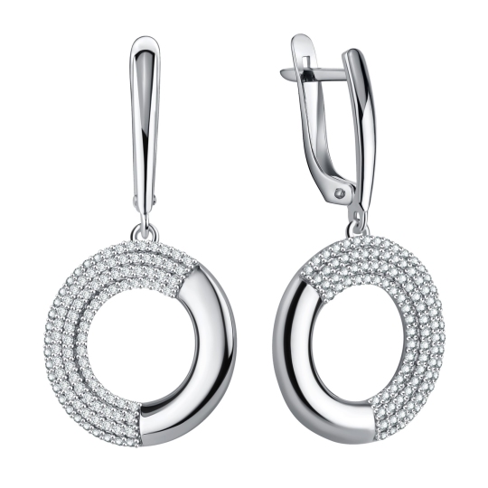 Серьги из серебра с фианитами