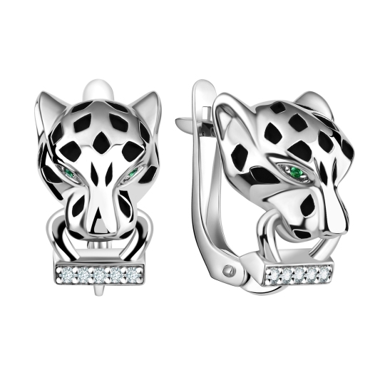 Серьги из серебра с фианитами