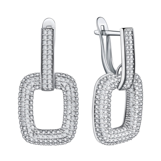 Серьги из серебра с фианитами