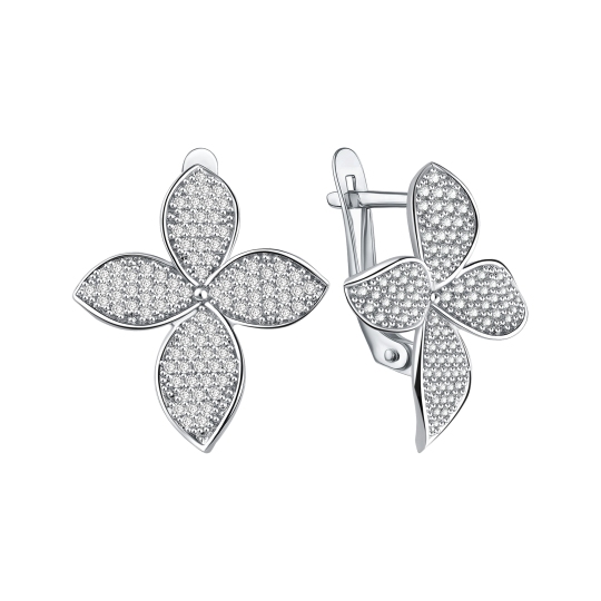 Серьги из серебра с фианитами
